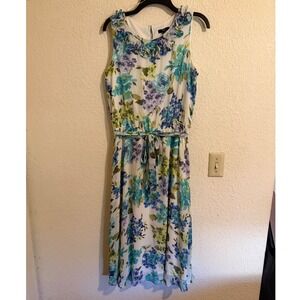 JBS Midi Floral Summer Dress size 12 Sleeveless With a Belt Floral Feminine